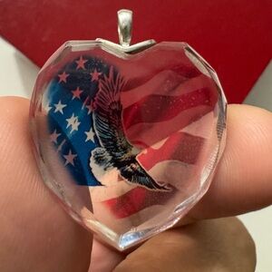Bradford Exchange American Pride Crystal Heart Pendant 925